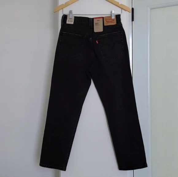 Levi's 501 Cropped Ff Topic Black Sz 26 Nwt - Picture 10 of 12